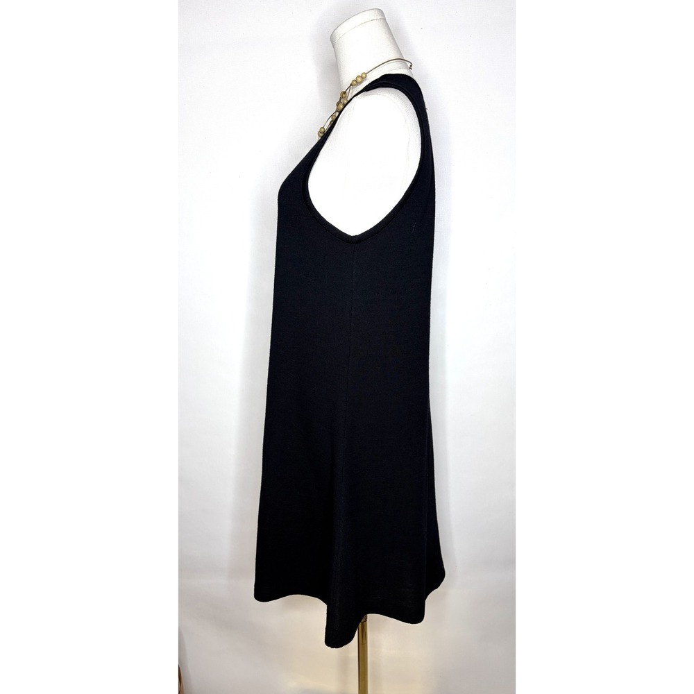 Andrea Jovine Black Pure Virgin Wool Sleeveless Scoop Neck A-Line Knit Dress S - Picture 6 of 8